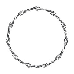 Fototapeta premium vector hand drawn floral wreath, round frame with leaves, decorative design element, illustration