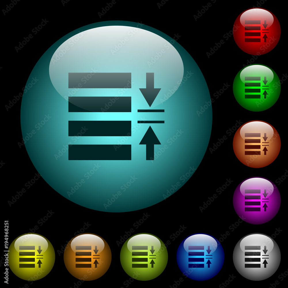 Aufkleber adjust line spacing icons in color illuminated glass buttons