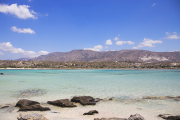 Fototapeta na wymiar Turquoise water at Elafonisi beach, Crete Island, Greece