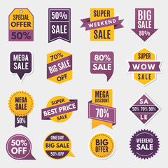 Labels and tags with advertizing info for promotion and big sales