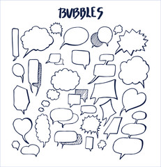 Set of Hand Drawn Bubbles Vector Illustration