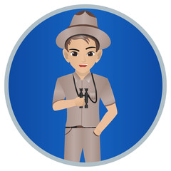 Male Zookeeper Holding Binocular 