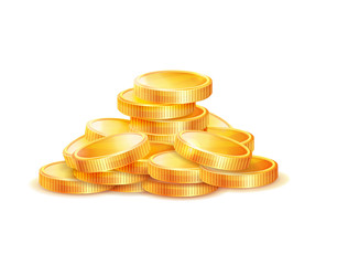 Pile of Golden Coins Vector Illustration Isolated