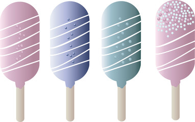 Blue and pink ice cream isolated on white background