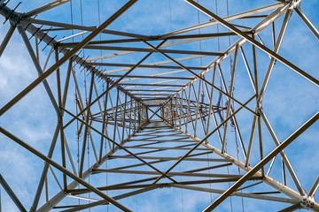 high voltage pole from below