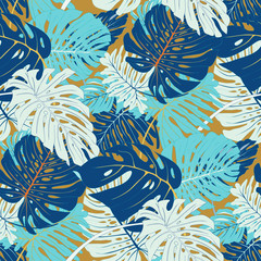 Blue Tropical Exotic Vector Leaves