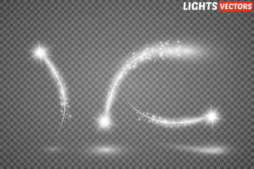 Light glow effect stars bursts with sparkles isolated on transparent background. © exvanesko