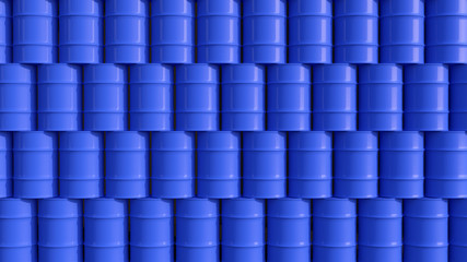 Oil barrels blue wall composition 3d illustration