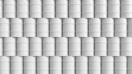 Oil barrels  white wall composition 3d illustration