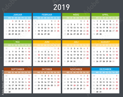 "Kalender 2019" Stock image and royalty-free vector files 