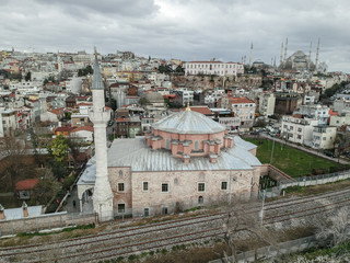 Obraz premium Little Hagia Sophia and The Blue Mosque Aerial in Istanbul Old Town