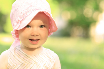 Little cute girl walking