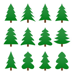 Obraz premium Set of different fir trees. Christmas collection. Vector illustration.