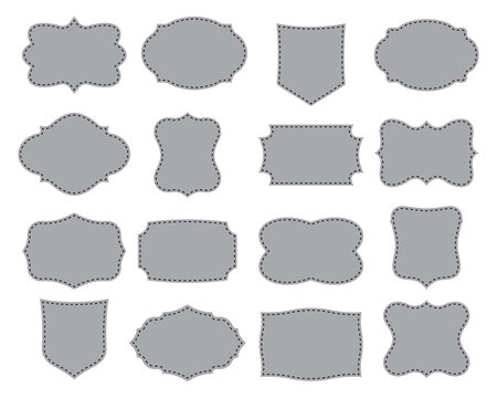 Set of simple frames. Collection of label shapes. Vector illustration.