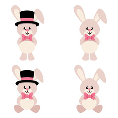 cartoon cute bunny set