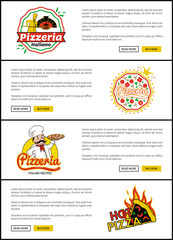 Pizzeria Italian Recipes Set Vector Illustration