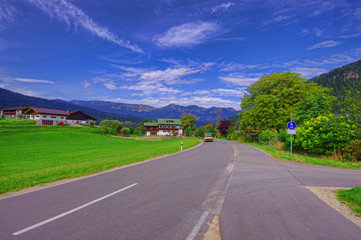 Fototapeta premium street in the mountains of Bavaria. Germany Alps