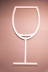 A large glass on the wall in the form of installation. Scheme. Subject. Imitation