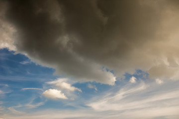 Fototapeta na wymiar Wolkenhimmel mit dunklen und düsteren Wolken
