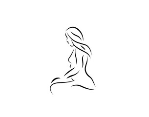 Woman thinking shape icon for idea and creativity concepts