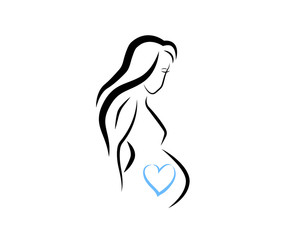 Pregnant woman icon for maternity and health concepts