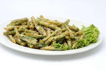 vegetable fried on white background