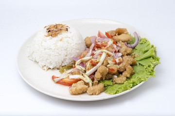 rice with fried chicken