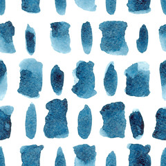 Watercolor seamless pattern with indigo splash for background, wallpaper, textile, wrapping paper.