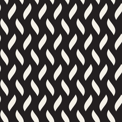Vector Seamless Black and White Hand Drawn Wavy Lines Pattern