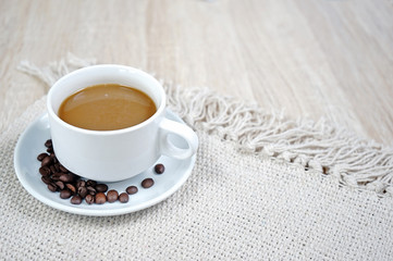 hot cappuccino with coffee bean