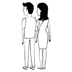 couple lovers avatars characters vector illustration design