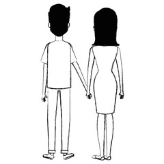 couple lovers avatars characters vector illustration design