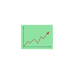 Vector flat graph chart icon. Abstract financial growth diagram, business finance data report presentation element. Isolated illustration on a white background.