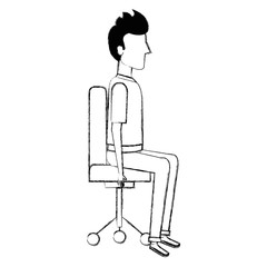 businessman posing on office chair vector illustration design