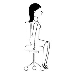 businesswoman posing on office chair vector illustration design