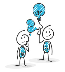 Sticky / Strichm&auml;nnchen - Fragezeichen, Gl&uuml;hbirne, Idee