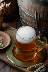 Light beer on an old background