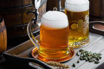 Light beer on an old background