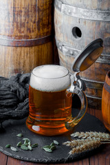 Light beer on an old background