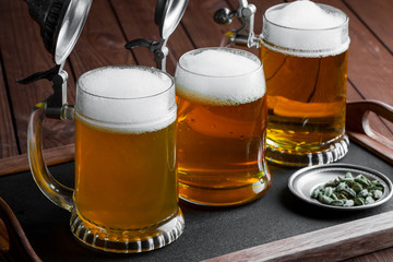 Light beer on an old background