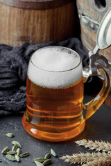 Light beer on an old background