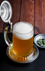 Light beer on an old background