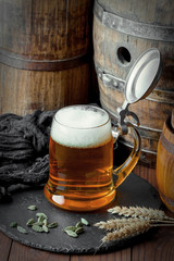 Light beer on an old background