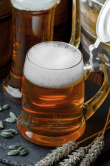 Light beer on an old background