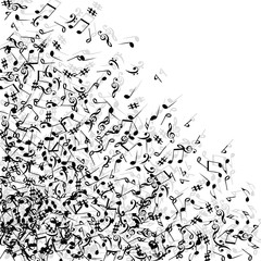 Vector Confetti Background Pattern. Element of design. Music Signs on a black Background