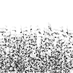 Vector Confetti Background Pattern. Element of design. Music Signs on a black Background