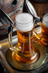 Light beer on an old background