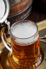 Light beer on an old background