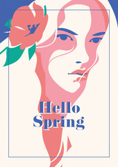 Hello Spring romantic poster.