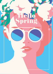 Fototapeta na wymiar Hello Spring romantic poster.